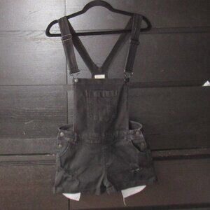 Wax Jean black denim shortalls/overalls with distressed details, Size M     R421